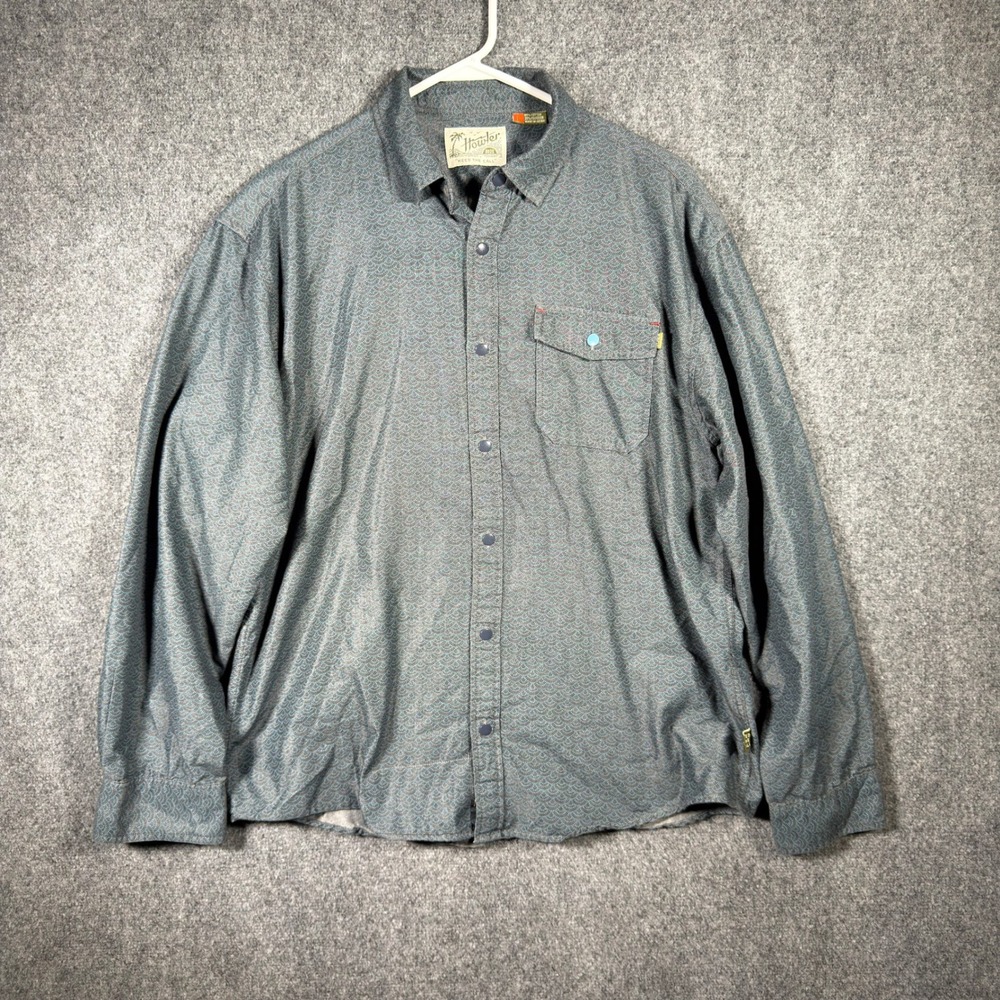 Howler Brothers Men's Large Geometric Button Shirt Green AOP